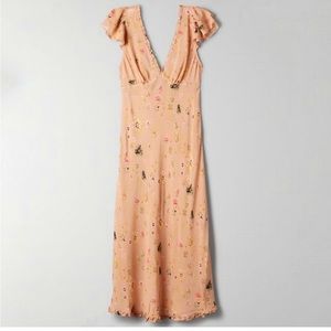 Aritzia Le Fou Wilfred Salsa Silk Dress Beige XS